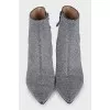 Silver pointed toe ankle boots