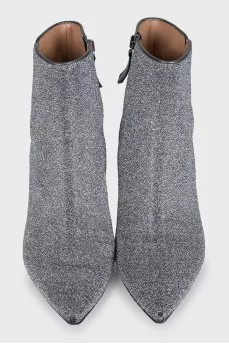 Silver pointed toe ankle boots