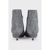 Silver pointed toe ankle boots