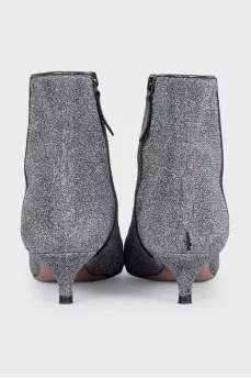 Silver pointed toe ankle boots