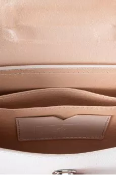 Leather satchel with wooden inserts