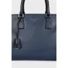Two-tone leather tote