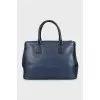 Two-tone leather tote