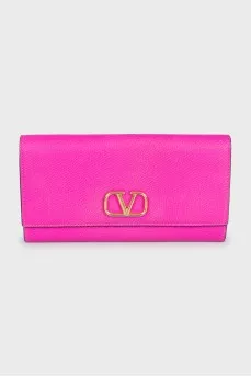 Розовый кошелек из кожи VLogo
