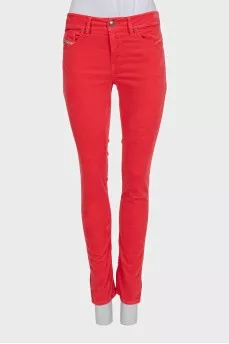 Low-waist velvet trousers