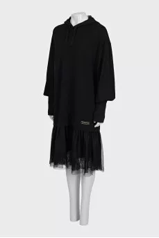 Black dress with tulle and lace