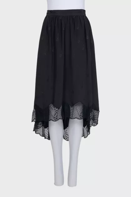Silk skirt with lace trim