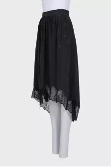 Silk skirt with lace trim