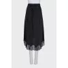 Silk skirt with lace trim