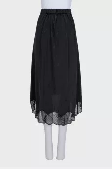 Silk skirt with lace trim