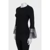 Black jumper with tulle sleeves