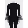 Black jumper with tulle sleeves