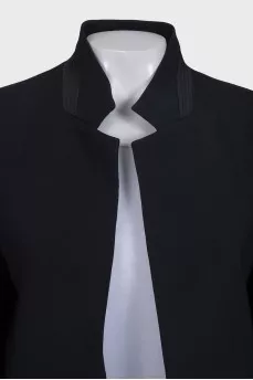 Black straight-cut jacket with patch pockets