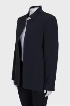 Black straight-cut jacket with patch pockets