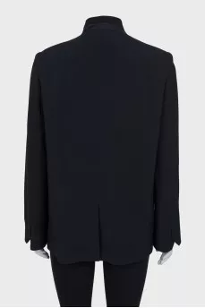 Black straight-cut jacket with patch pockets