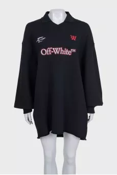 Черное oversize платье с вышивкой