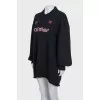 Черное oversize платье с вышивкой