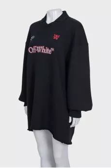 Черное oversize платье с вышивкой