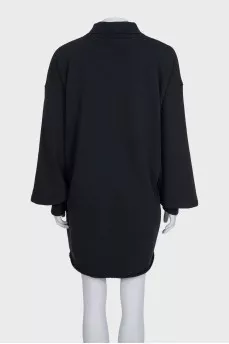 Черное oversize платье с вышивкой