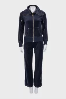 Blue velour suit with pants