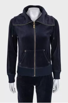 Blue velour suit with pants