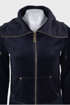 Blue velour suit with pants