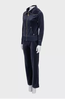 Blue velour suit with pants