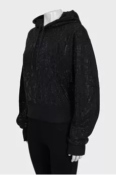 Чорне худі зі стразами Mugler x H&M