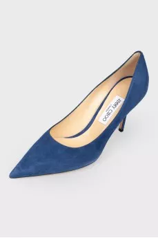 Blue sucking shoes on a stiletto