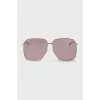 Rectangular pink sunglasses with logo