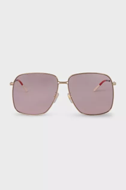 Rectangular pink sunglasses with logo