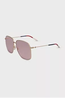 Rectangular pink sunglasses with logo