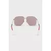 Rectangular pink sunglasses with logo