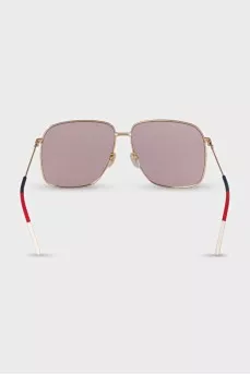 Rectangular pink sunglasses with logo
