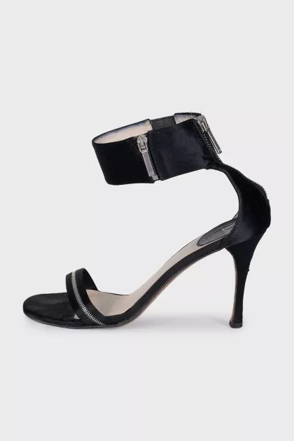 Black textile sandals