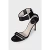 Black textile sandals