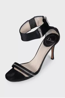 Black textile sandals