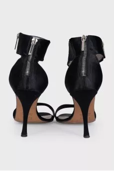 Black textile sandals