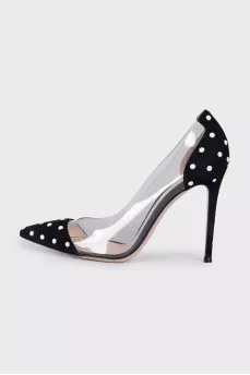 Black shoes with transparent inserts