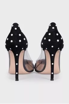 Black shoes with transparent inserts