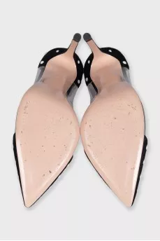 Black shoes with transparent inserts
