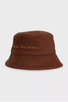 Brown Panama hat with logo
