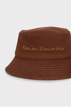 Brown Panama hat with logo