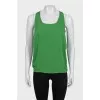 Silk blouse with mesh insert
