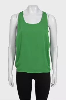 Silk blouse with mesh insert
