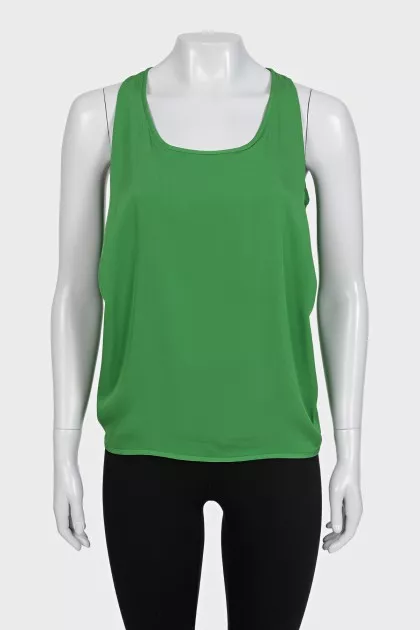 Silk blouse with mesh insert