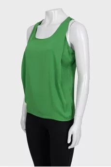 Silk blouse with mesh insert