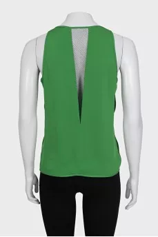 Silk blouse with mesh insert