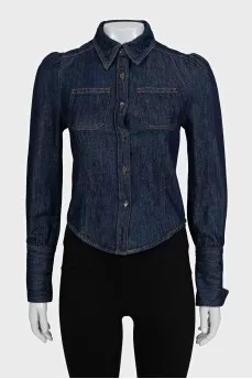 Blue denim shirt with patch pockets