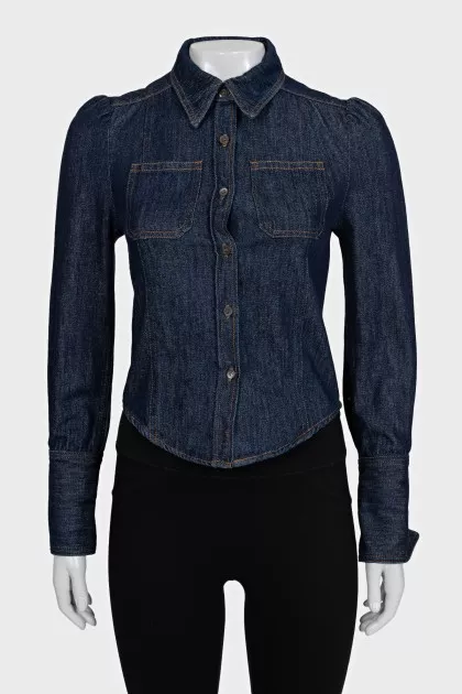 Blue denim shirt with patch pockets